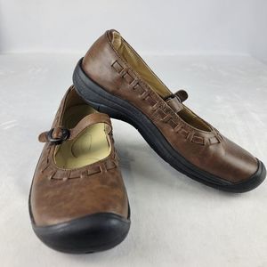 Keen Mary Jane Size 8.5 Brown Leather 1007655 Casual Comfort Toe Protection